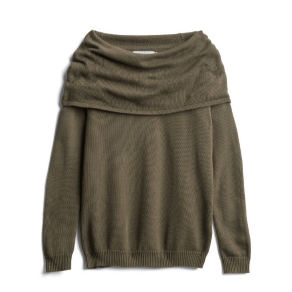 NWT Harper Lane Gouti Cowl Neck Off Shoulder Green Sweater Size 2XL